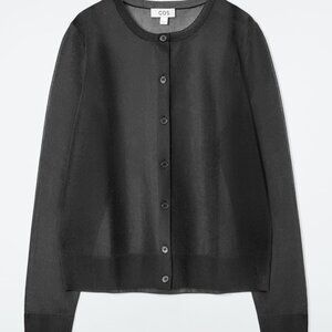 COS Fine Knit Sheer Cardigan - Black